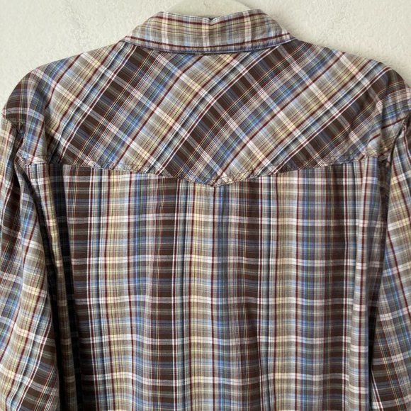 Fossil Plaid Pearl Snap Rodeo Western Cotton Vintage Fit Shirt - Picture 9 of 12